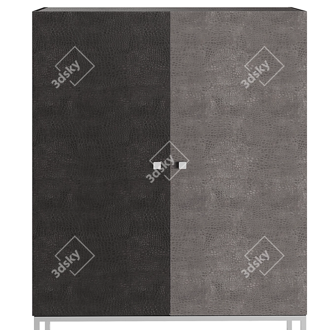 Elegant Leather Bar Cabinet with Mirror 3D model image 3