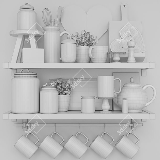 Elegant Kitchenware Set: Kettle, Teapot, Cup 3D model image 2