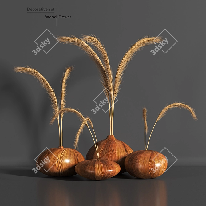 Wooden Flower Bouquet: Charming Home Decor 3D model image 3