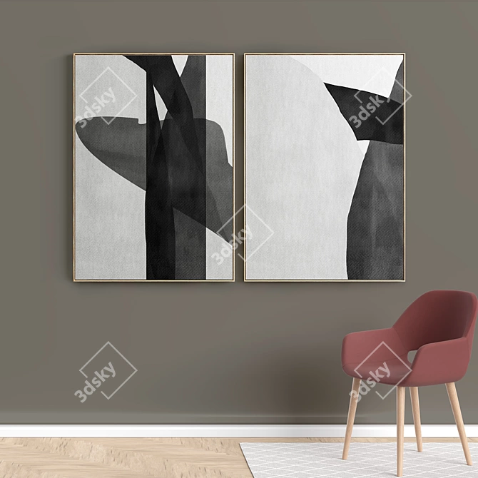 Minimalist Abstract Photo Frame Set 3D model image 3