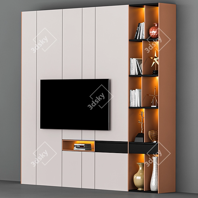 Sleek TV Wall Unit - 300x300x40 cm 3D model image 2