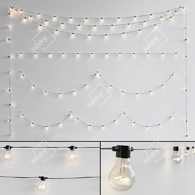 Adjustable Turbosmooth Garland/Bulb String 3D model image 1