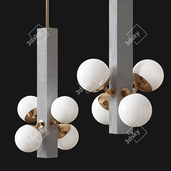 Brutalist Conduit Pendant: Ceramic & Brass 3D model image 1