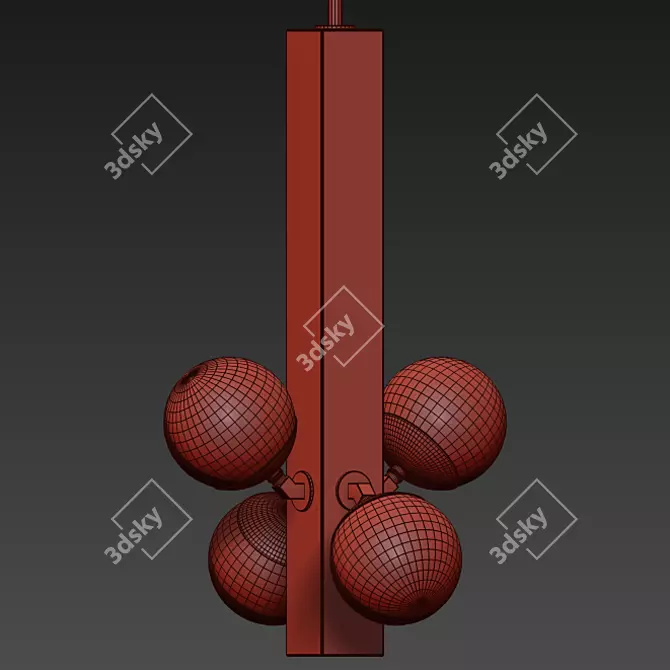 Brutalist Conduit Pendant: Ceramic & Brass 3D model image 3