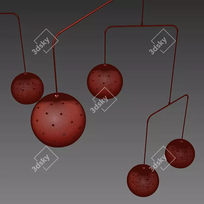 Italian Brass Black Mobile Chandelier 3D model image 3