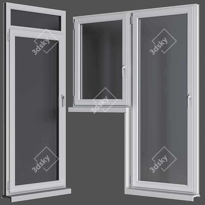 Premium Plastic Window Set: High-quality 3D Model 3D model image 2