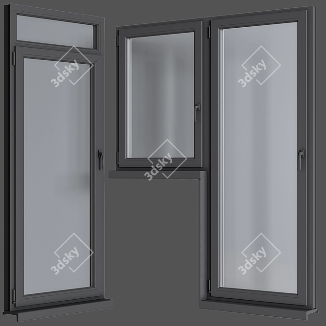 Premium Plastic Window Set: High-quality 3D Model 3D model image 3