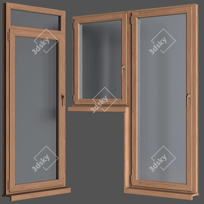 Premium Plastic Window Set: High-quality 3D Model 3D model image 4