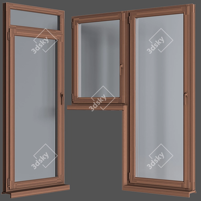 Premium Plastic Window Set: High-quality 3D Model 3D model image 6