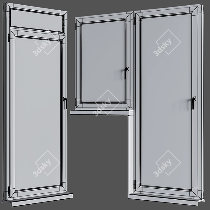 Premium Plastic Window Set: High-quality 3D Model 3D model image 7