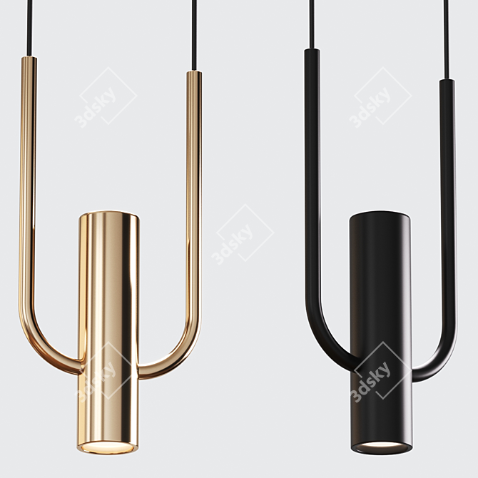 Gold and Black Hanging Lamps 3D model image 2