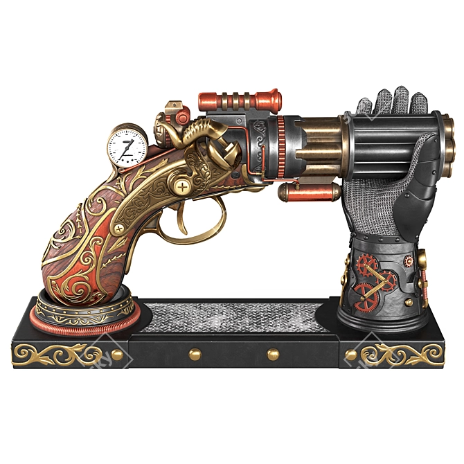 Steampunk Gun Hand Holder Replica 3D model image 1