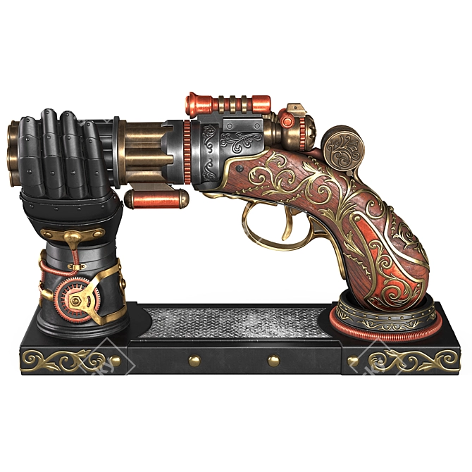 Steampunk Gun Hand Holder Replica 3D model image 2