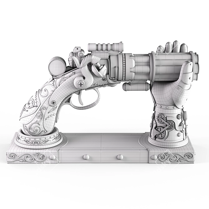 Steampunk Gun Hand Holder Replica 3D model image 7