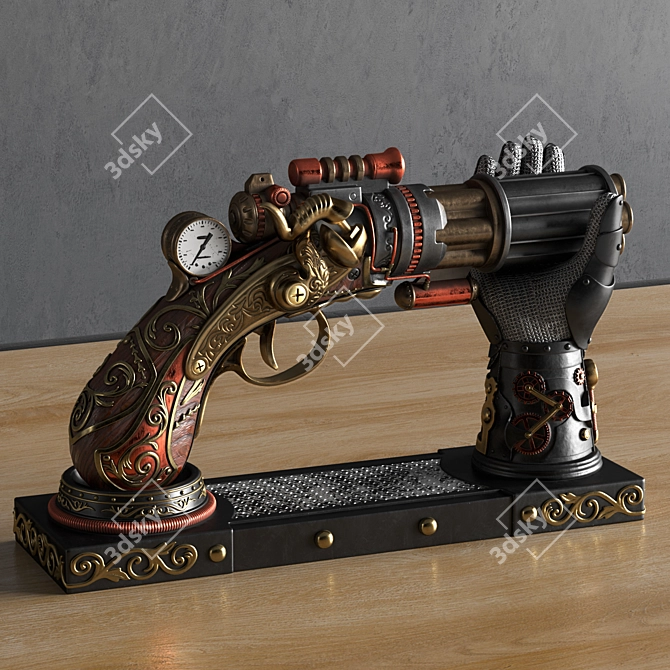 Steampunk Gun Hand Holder Replica 3D model image 8