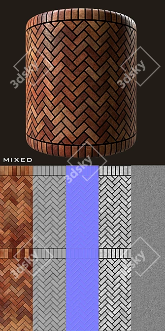 Rustic Red American Brick 03: Authentic Industrial Texture 3D model image 8
