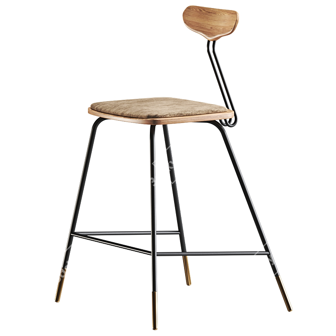Sleek Industrial Dayton Stool 3D model image 2