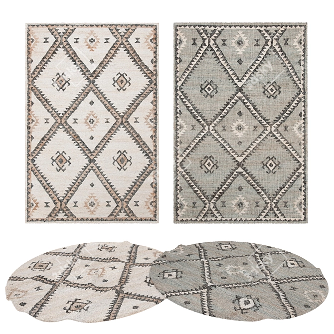 Versatile Rug Set | 8 Designer Carpets 3D model image 1