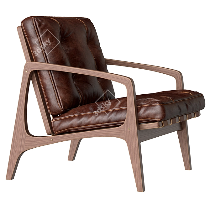 Sleek William Leather Lounge 3D model image 3