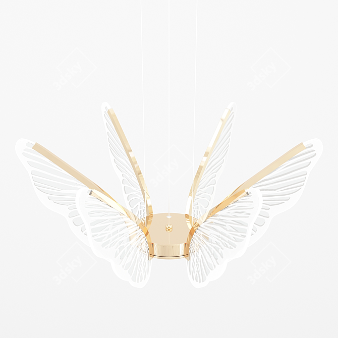 Sleek Acrylic Butterfly Pendant 3D model image 2