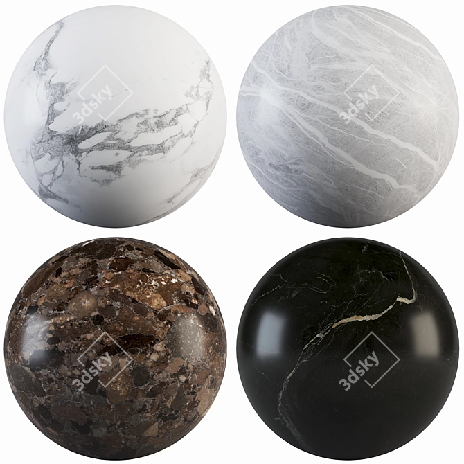 Marble Collection: Immortal White, Luxury Black, Thunder Gray 3D model image 1