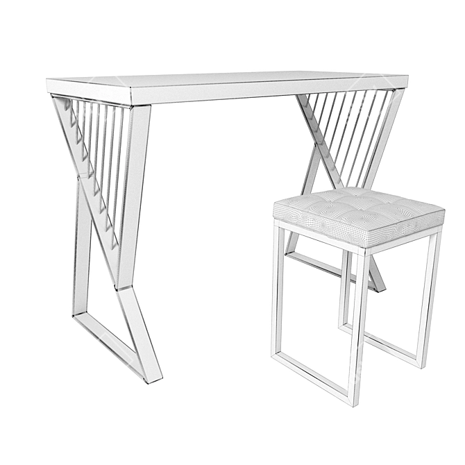 Versatile Worktable with Metal, Wood, and Leather Material 3D model image 6