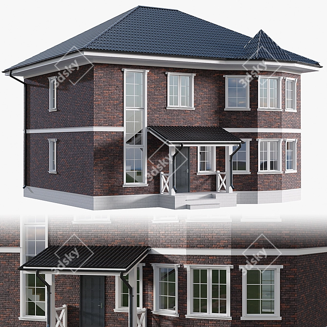 Stately Two-Storey Cottage with Bay Window 3D model image 1