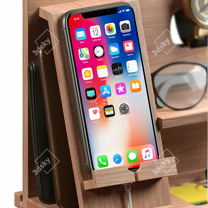 TESLYAR Wooden Phone Dock Station 3D model image 4