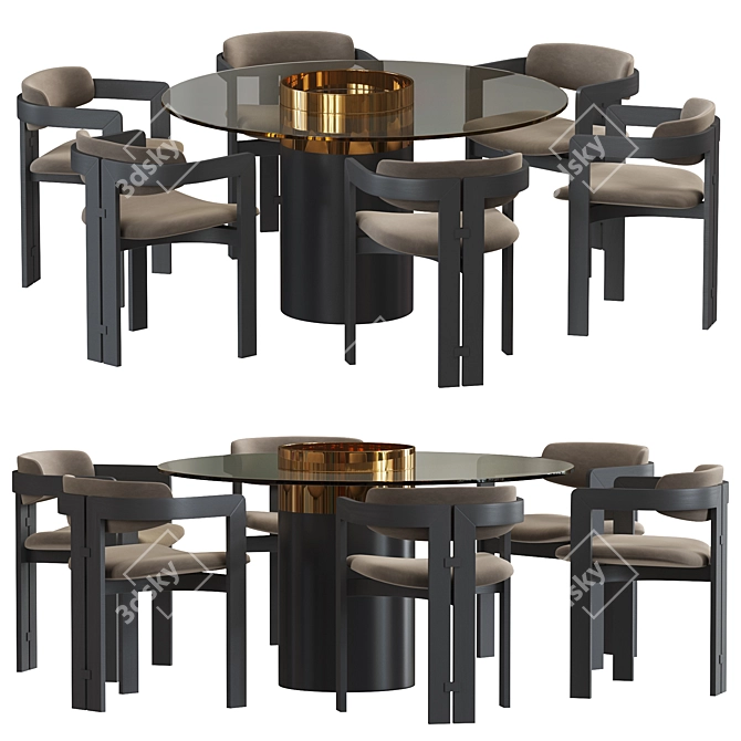 Modern Gallotti & Radice Haumea T Dining Table 3D model image 1