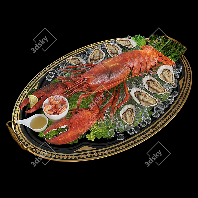 Luxurious Lobster Platter 3D model image 1