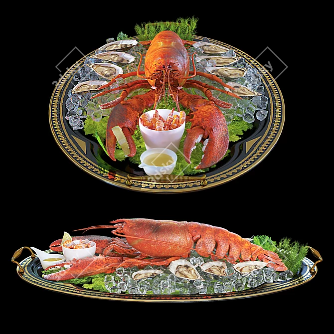 Luxurious Lobster Platter 3D model image 2