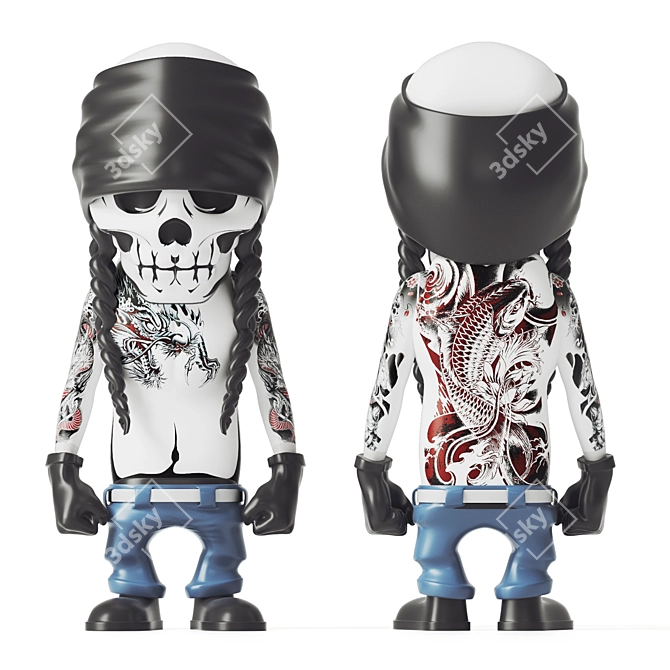 Inked Skeleton Figure 3D model image 1