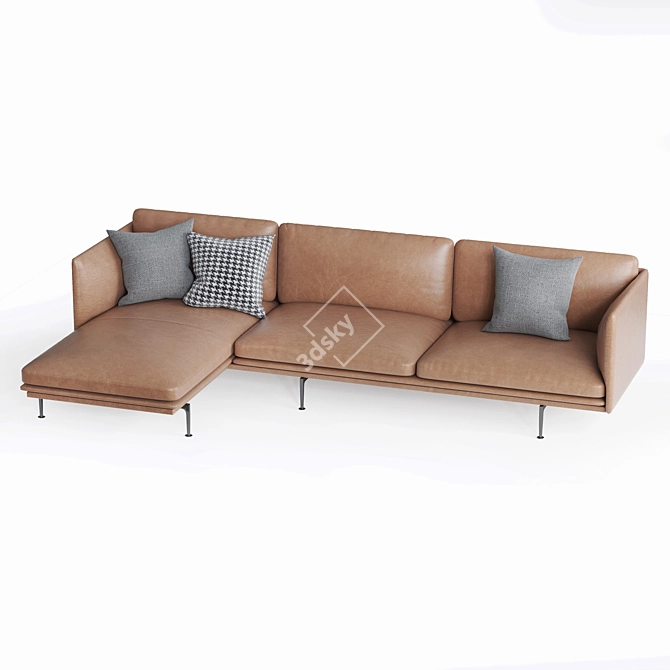 Modern Scandinavian Chaise Lounge 3D model image 2