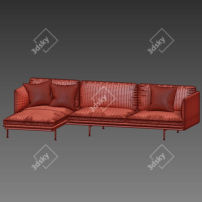 Modern Scandinavian Chaise Lounge 3D model image 3