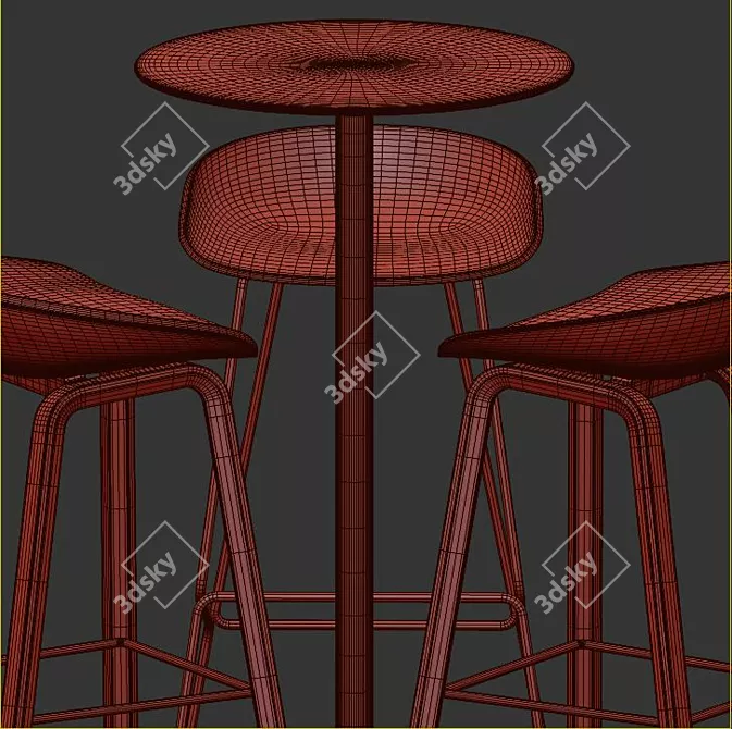 Modern Hay Table and Chair Set 3D model image 6