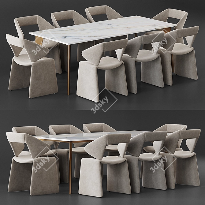 Elegant Suit Chair & Sophisticated Harper Brass Table 3D model image 1