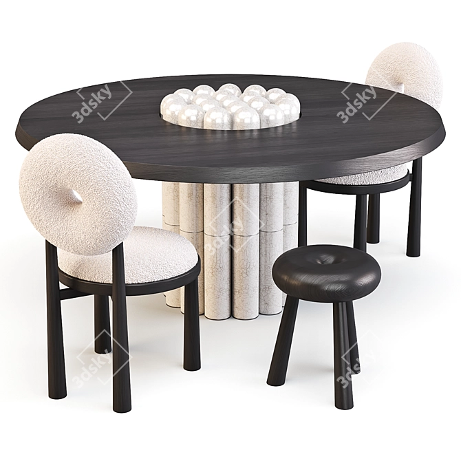 Emmanuelle Simon Raku Yaki Dining Set 3D model image 1