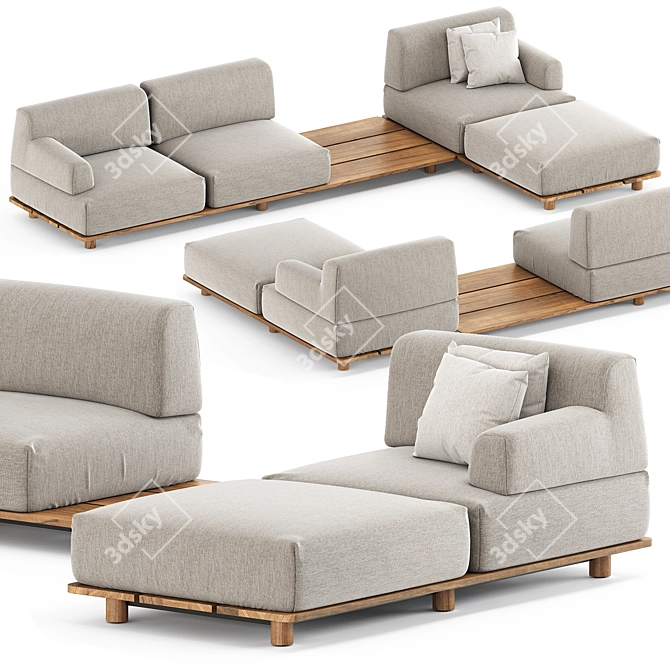 Sleek Palco Sofa Set 3D model image 2
