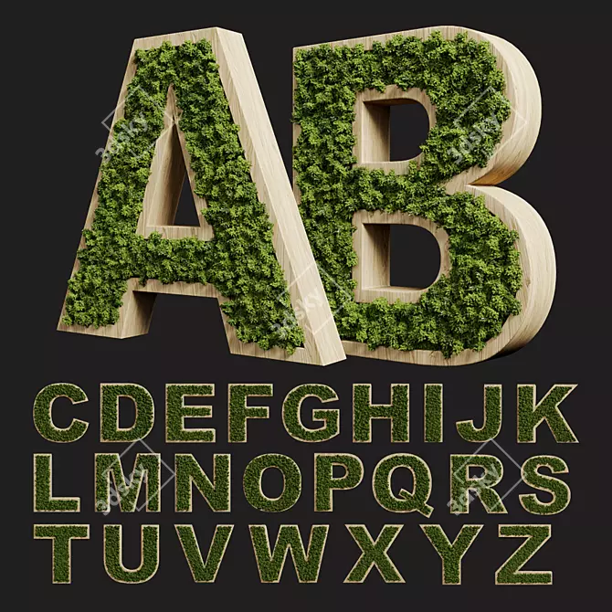 Stabilized Moss Alphabet 3D model image 1