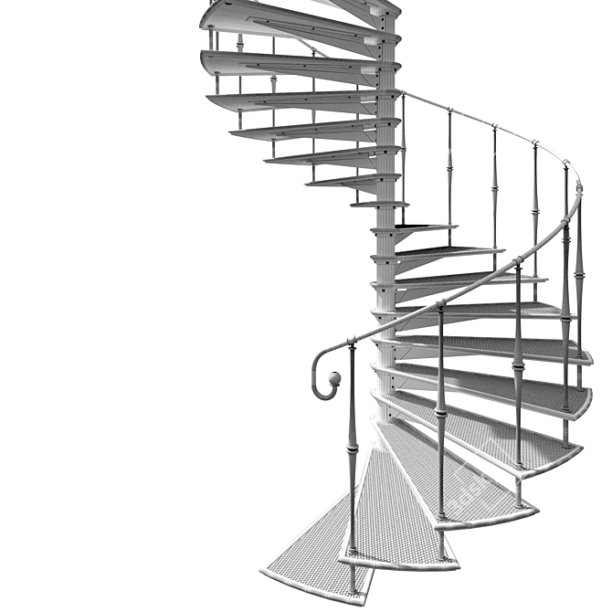 Sleek Metal Spiral Staircase 3D model image 3