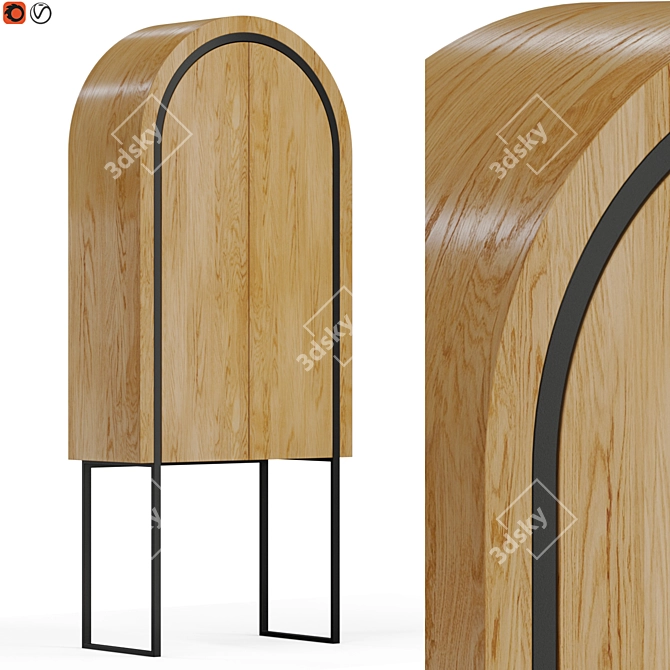 Modern Offset Bar Cabinet: Milla & Milli 3D model image 1