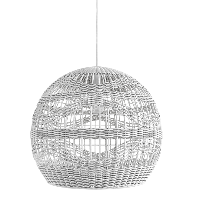 Boho Chic Rattan Pendant Light 3D model image 3