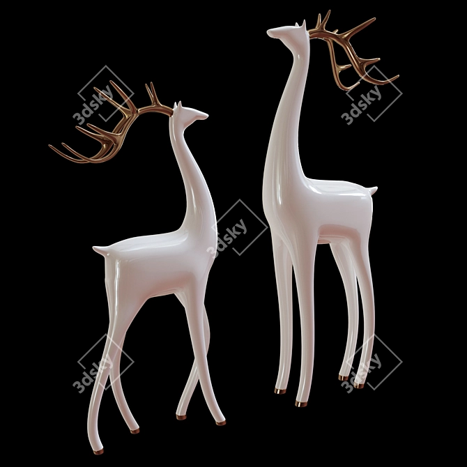 Elegant Deer Sculptures - 3D Max 2015 3D model image 3