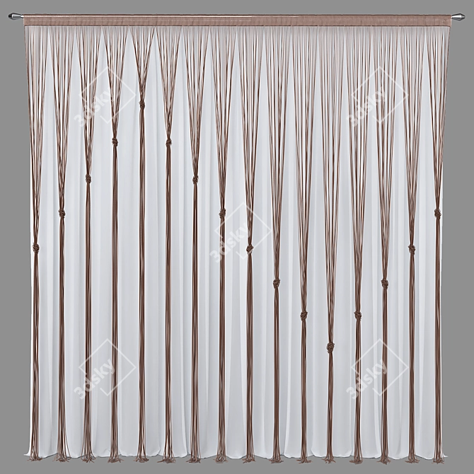 Elegant Silk Curtain 3D model image 5