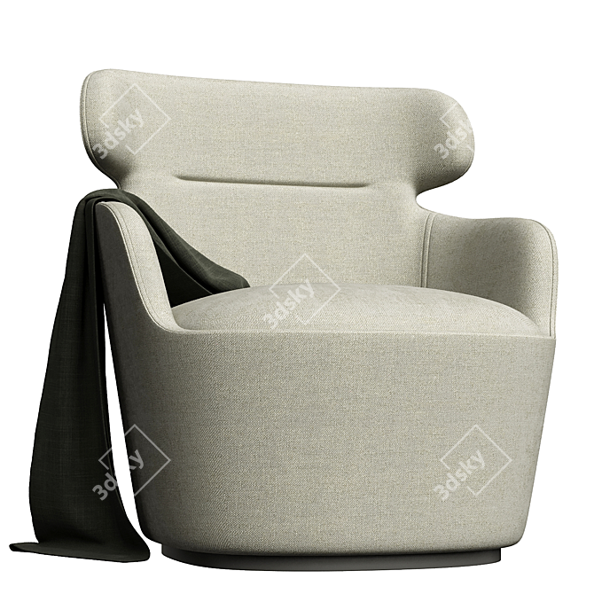 Elegant Taupe Barrel Armchair 3D model image 1