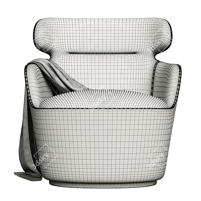 Elegant Taupe Barrel Armchair 3D model image 5