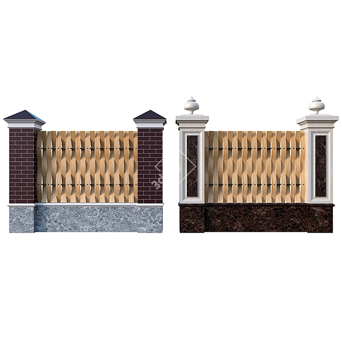 Title: Classic Style Fence Panels 3D model image 2