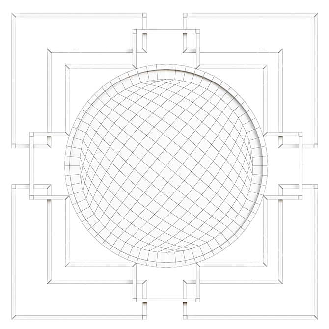 Luxury Gold Deco Mirror 3D model image 2