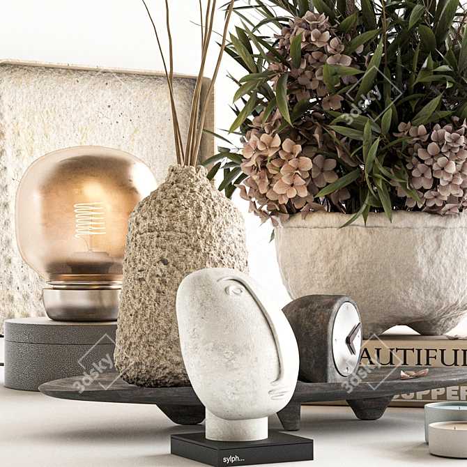 Handcrafted Pottery Decor Set 3D model image 5