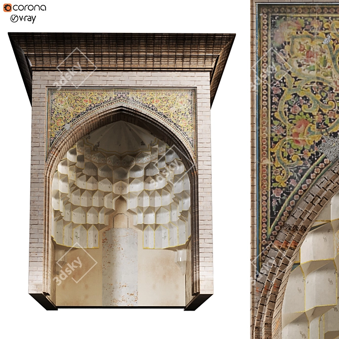 Vintage Islamic Turkish Arch Muqarnas Set 135 3D model image 1